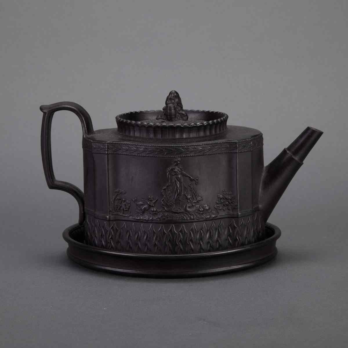 Appraisal: Herculaneum Basalt Teapot with Stand c - Length cm Length