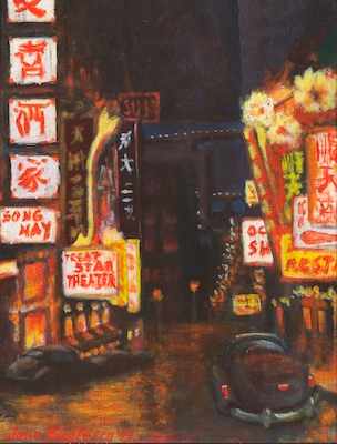 Appraisal: John Bucetescu American Contemporary Chinatown Oil on board signed and