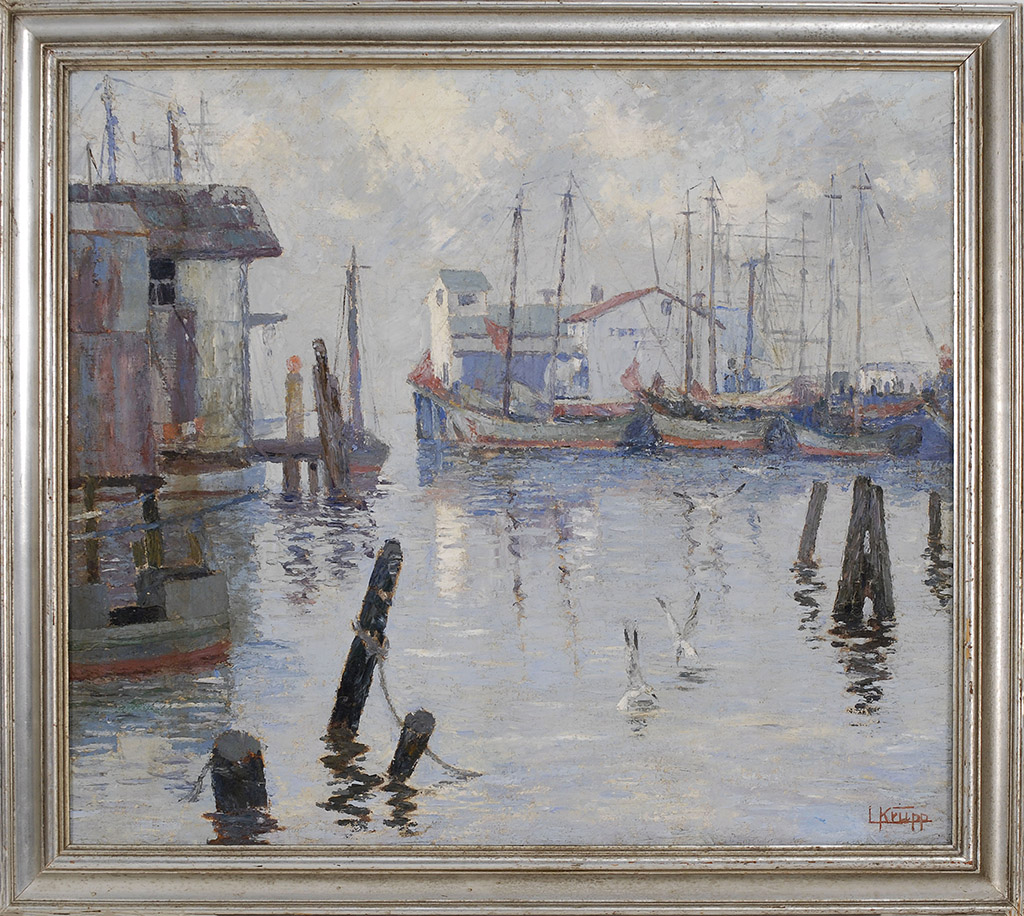 Appraisal: LOUIS KRUPPFlorida - Ships in a harbor Signed lower right