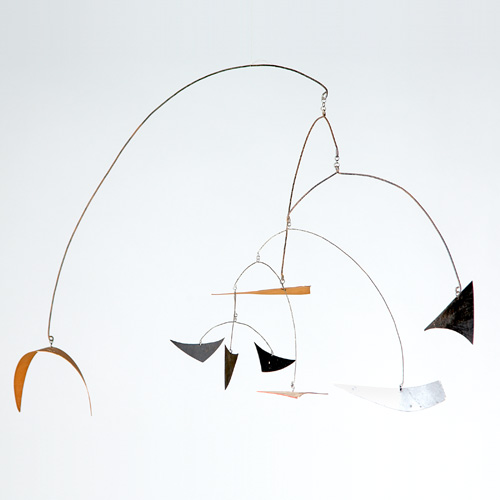 Appraisal: STYLE OF ALEXANDER CALDER Painted steel wire mobile with painted