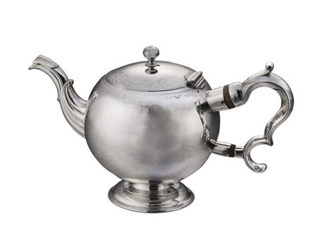 Appraisal: A George II bullet teapot by James Kerr Edinburgh -