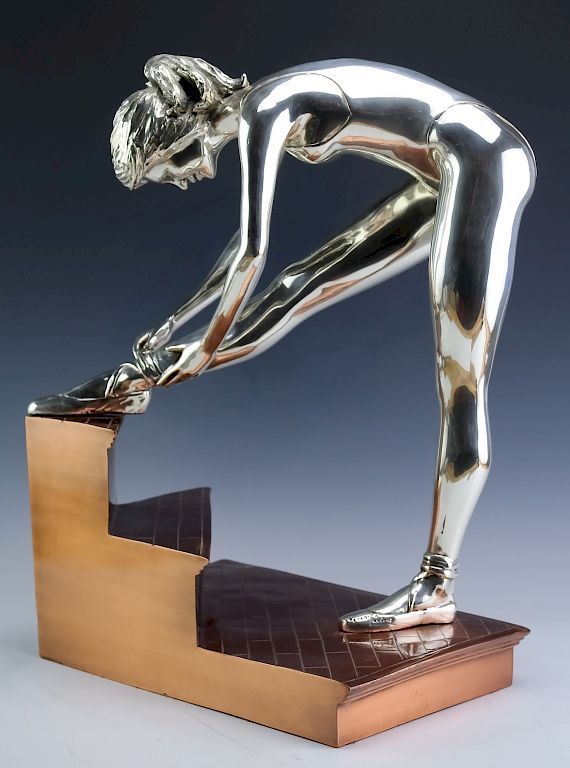 Appraisal: Silver Copper Overlay Ballet Dancer Sculpture Artist signed limited edition