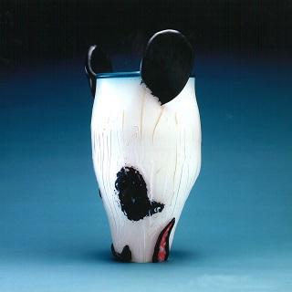 Appraisal: Panda Animal Vessel by Dan Dailey Blown white vase glass