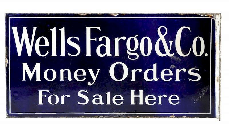 Appraisal: Wells Fargo Money Order Porcelain Flange Sign The sign does