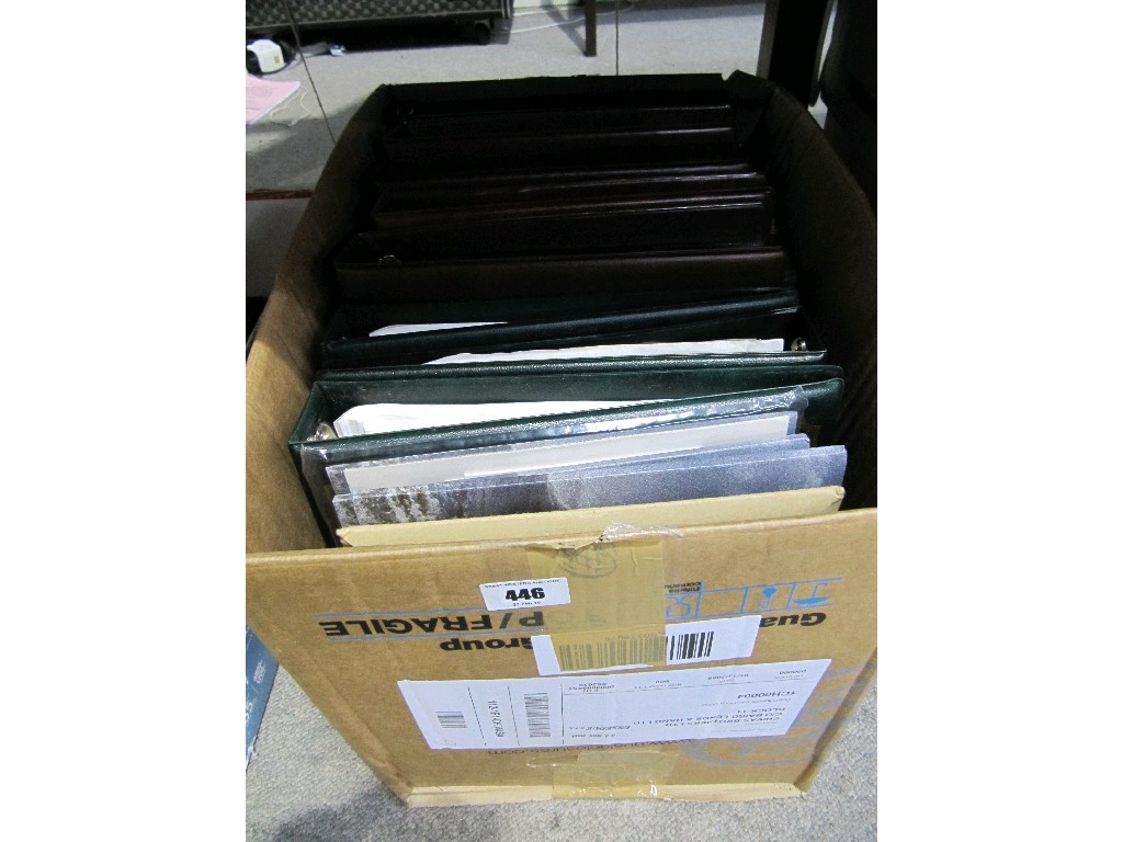 Appraisal: Box of albums of stamps and first day covers