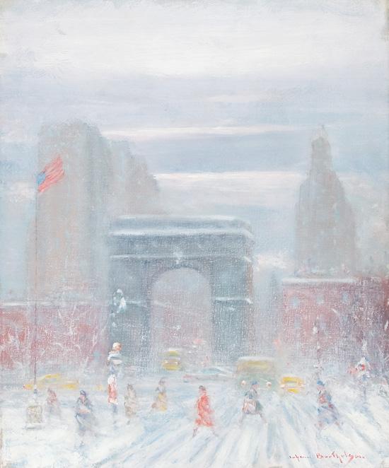 Appraisal: JOHANN BERTHELSEN American - Washington Square in the Snow oil