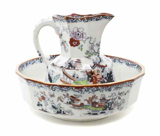 Appraisal: An English Ironstone Wash Basin Mason's the pitcher and basin