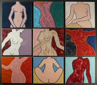 Appraisal: JIM MYERS - 'NUDE STUDIES' ENAMELED TILES Jim Myers -