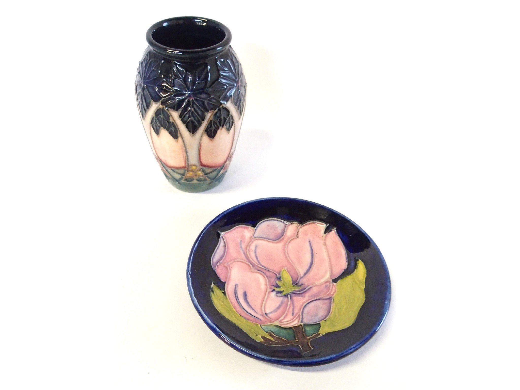 Appraisal: A Moorcroft Magnolia pin dish and modern Moorcroft small vase