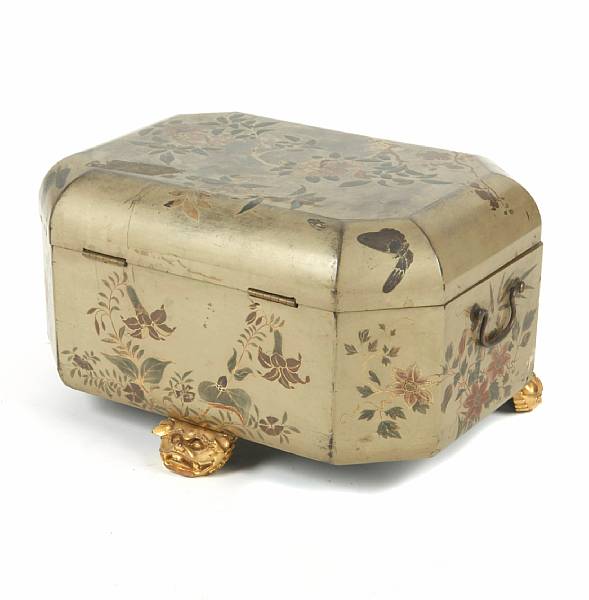 Appraisal: A Chinese export lacquer sewing box with some remaining ivory