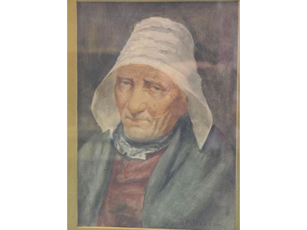 Appraisal: D W Haddon - watercolour portrait bust of a peasant