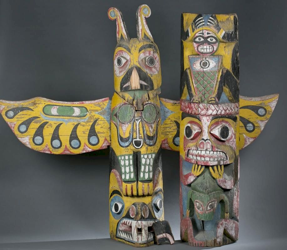 Appraisal: Salish Totem pole A Salish totem pole Provenance Inventory and