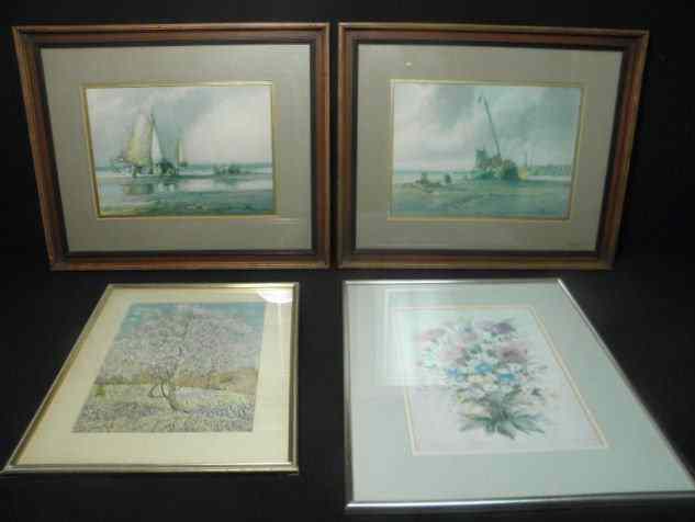 Appraisal: Lot of four assorted framed prints Includes a pair of