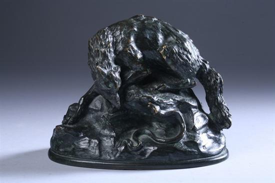 Appraisal: AFTER ANTOINE-LOUIS BARYE French - Wolf And Snake Bronze Signed