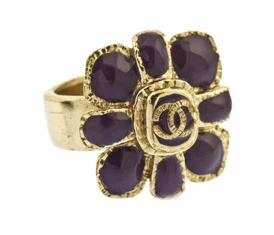 Appraisal: A Chanel Purple Gripoix Flower Ring Autumn Stamped Chanel Size