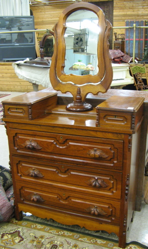 Appraisal: A VICTORIAN WALNUT CHEST WITH MIRROR American c - The