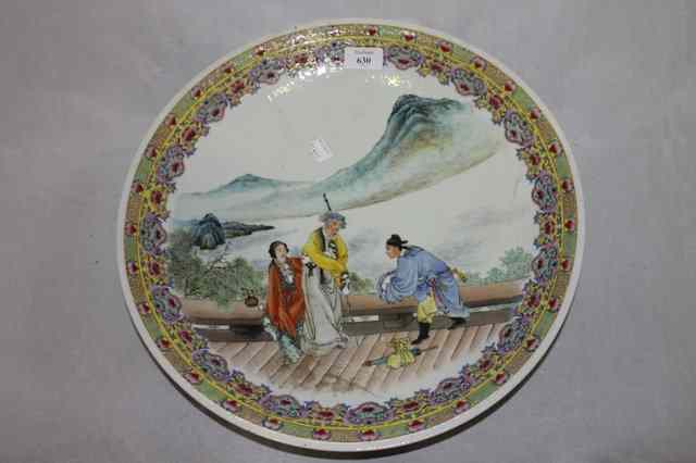 Appraisal: A CHINESE REPUBLIC POLYCHROME LARGE CHARGER decorated in polychrome enamels