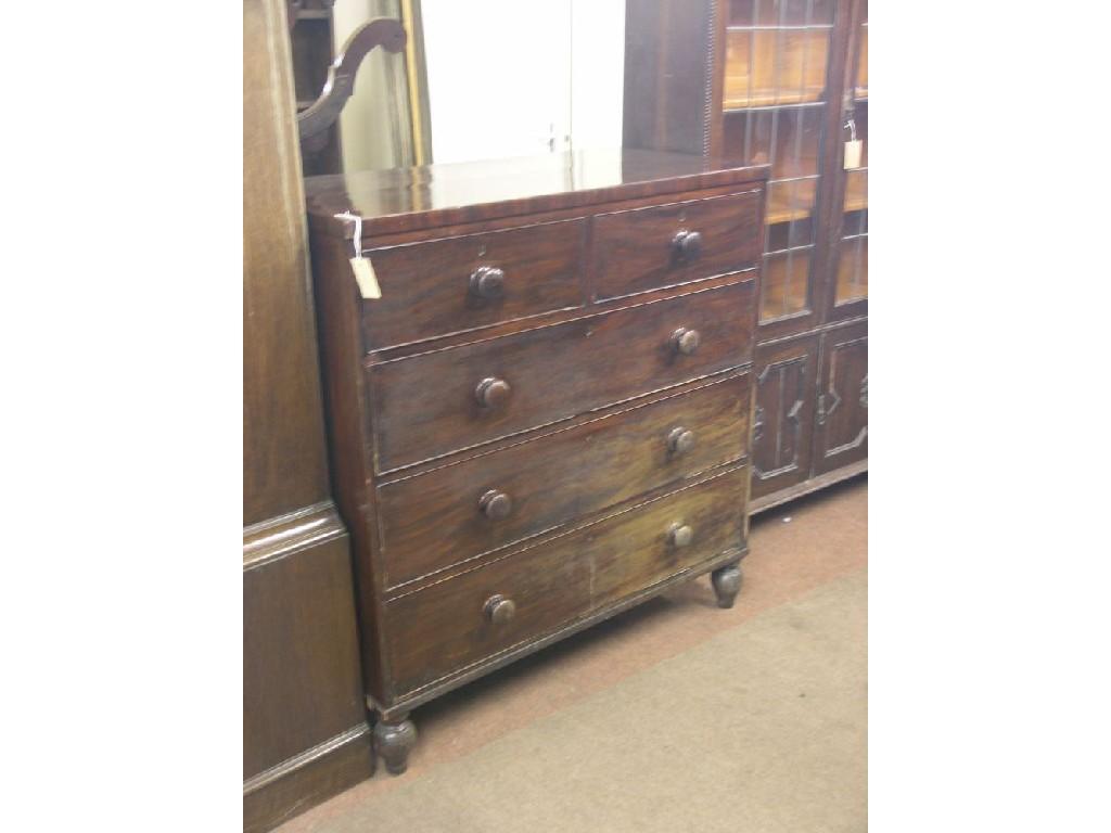 Appraisal: A Victorian mahogany chest two short and three long mahogany-lined