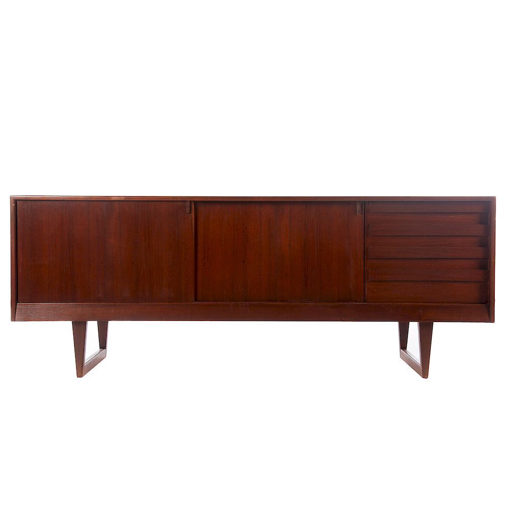 Appraisal: Povl Dinesen Mid-century Modern Teak Credenza mid- th century compartment