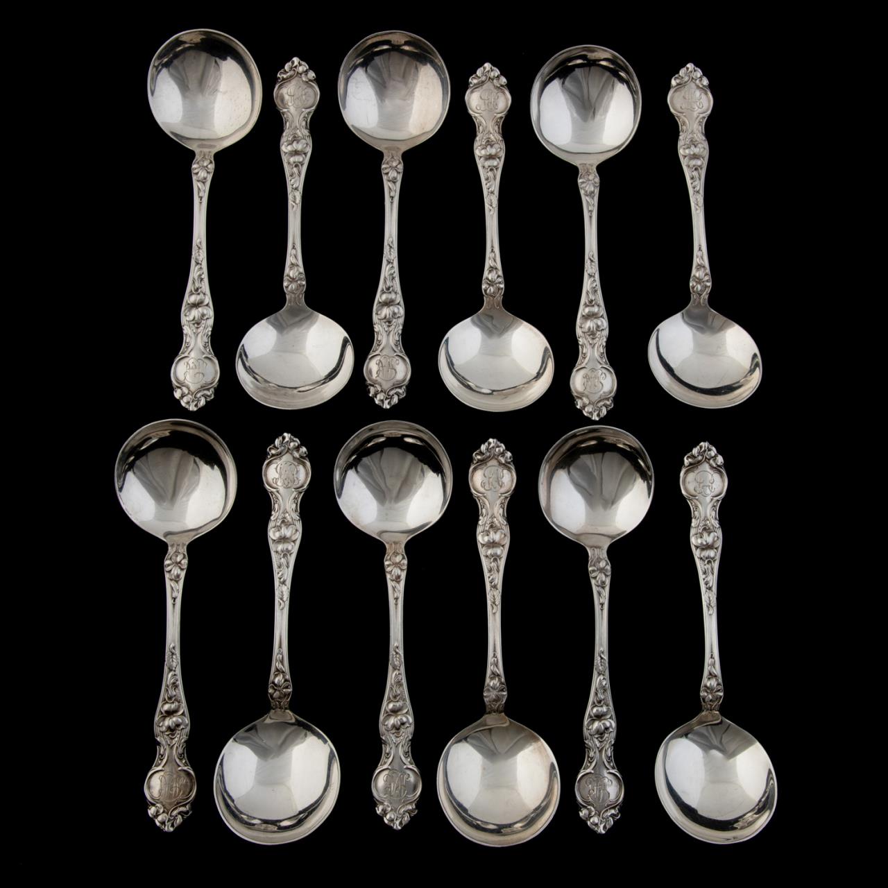 Appraisal: R WALLACE VIOLET STERLING BOUILLON SPOONS PC R Wallace Sons