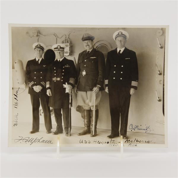 Appraisal: Signed military photograph officers aboard the deck of the U