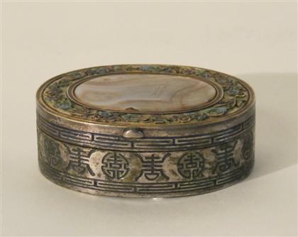 Appraisal: Chinese silver enamel and agate box Qing dynasty