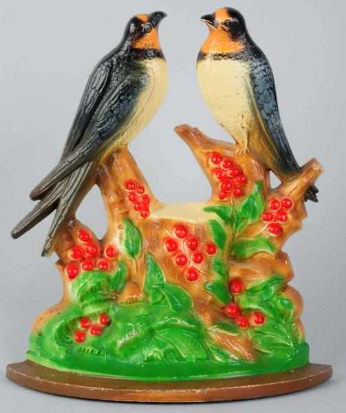 Appraisal: Cast Iron Swallows Bird Doorstop Hubley Numbered Vivid strong colors