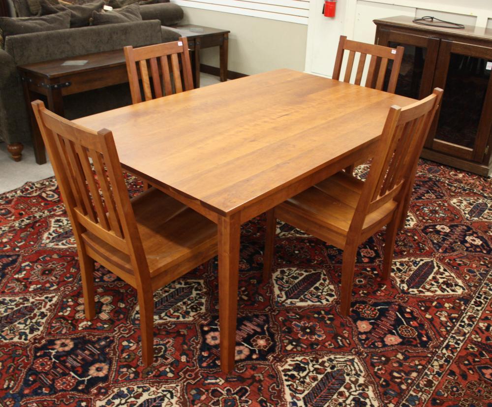 Appraisal: CUSTOM CHERRY DINING TABLE AND FOUR CHAIRS SET The Joinery