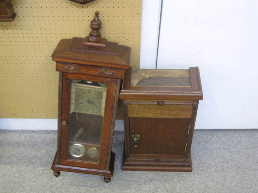 Appraisal: Lot comprising oak cased wall clock and an oak cabinet