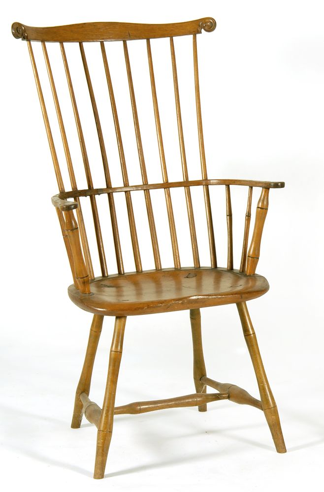 Appraisal: ANTIQUE AMERICAN FANBACK WINDSOR ARMCHAIR Circa In pine and ash