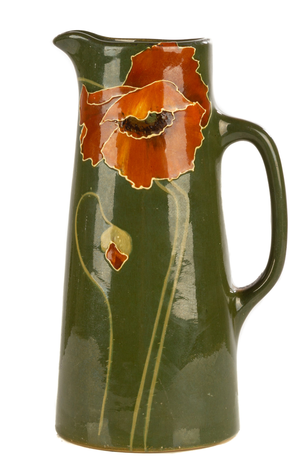 Appraisal: F H RHEAD WELLER PITCHER WITH POPPIES Early th century