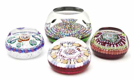 Appraisal: Four Perthshire Glass Paperweights each of spherical form and having