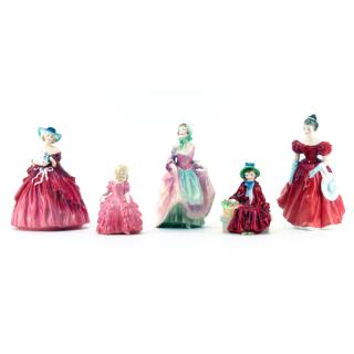 Appraisal: Grouping of Five Royal Doulton Glazed Porcelain Figurines Grouping of