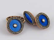 Appraisal: A pair of gold rose cut diamond and blue enamel