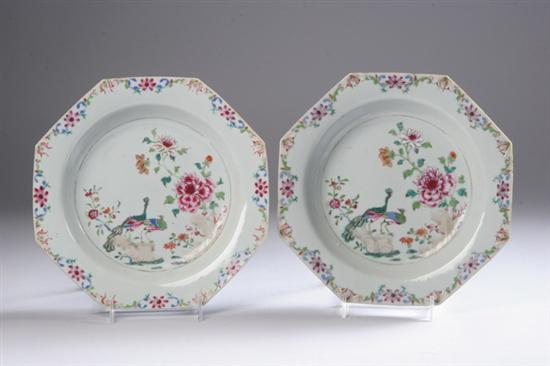 Appraisal: PAIR CHINESE FAMILLE ROSE PORCELAIN SOUP PLATES Qianlong period Made