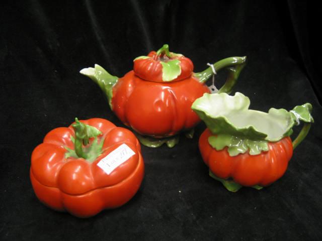 Appraisal: Royal Bayreuth Figural Tomato Porcelain Tea Set pot is x