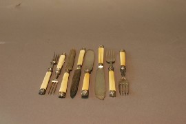 Appraisal: A set of bone-handled EP cutlery comprising fish knives fish