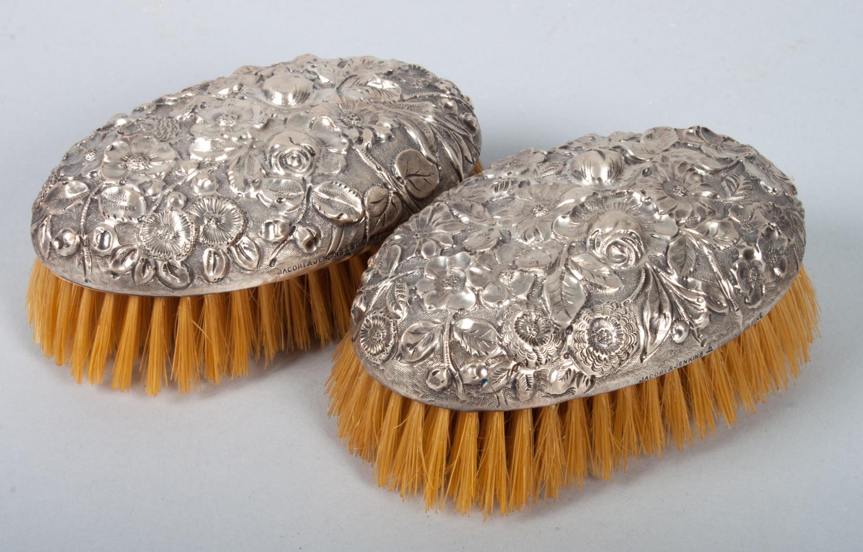 Appraisal: Pair of American sterling silver military brushes Jacobi Jenkins Baltimore