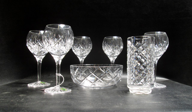 Appraisal: CUT CRYSTAL STEMWARE AND TABLEWARE seven pieces each with maker's