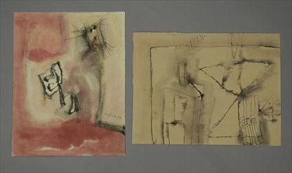 Appraisal: Ramos Prida th C Abstract Composition Mixed media on paper