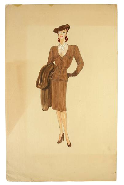 Appraisal: A Joan Crawford costume design sketch from an unknown film