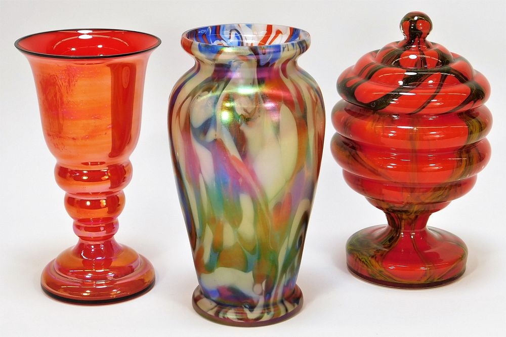 Appraisal: Assorted Bohemian Czech Art Glass Vase Jar Group Bohemia Early