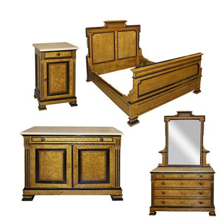 Appraisal: American Aesthetic Movement Parcel Painted Birds-Eye Maple Bedroom Suite Estimate