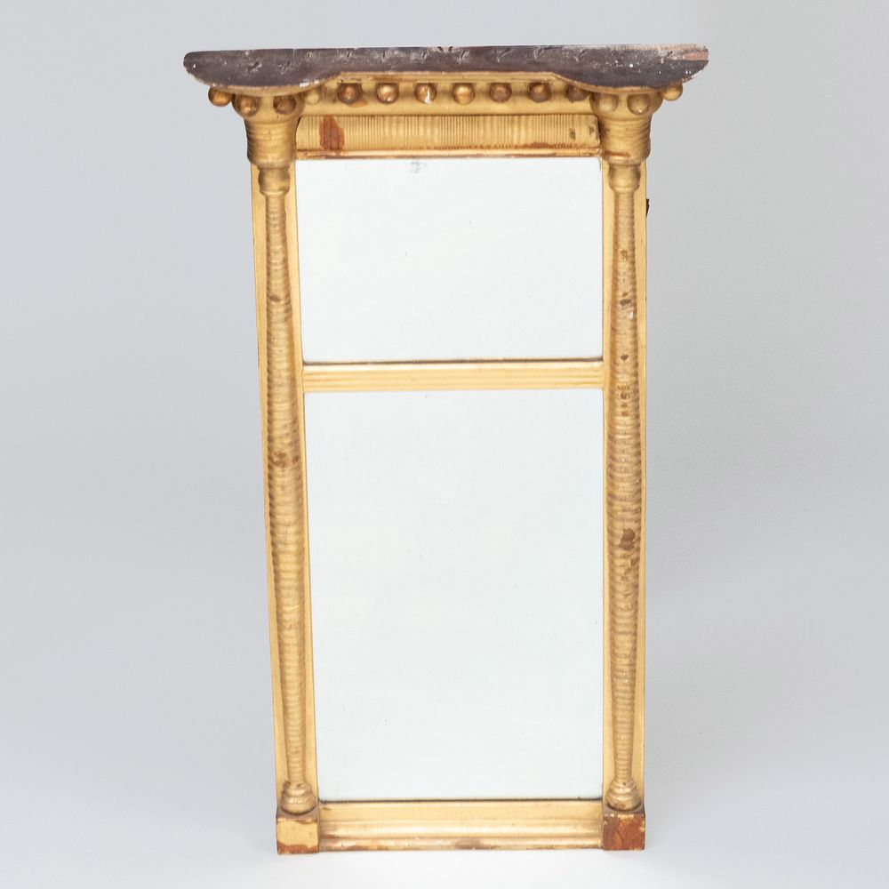 Appraisal: Small Federal Giltwood Two Part Mirror x in Property from