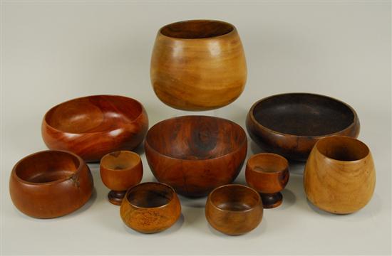 Appraisal: COLLECTION OF TEN HAWAIIAN VINTAGE HARDWOOD BOWLS early to mid