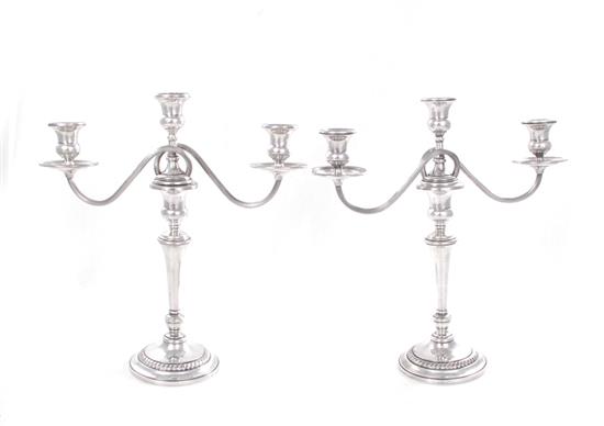 Appraisal: Whiting sterling three-branch candelabra marked No weighted base H W