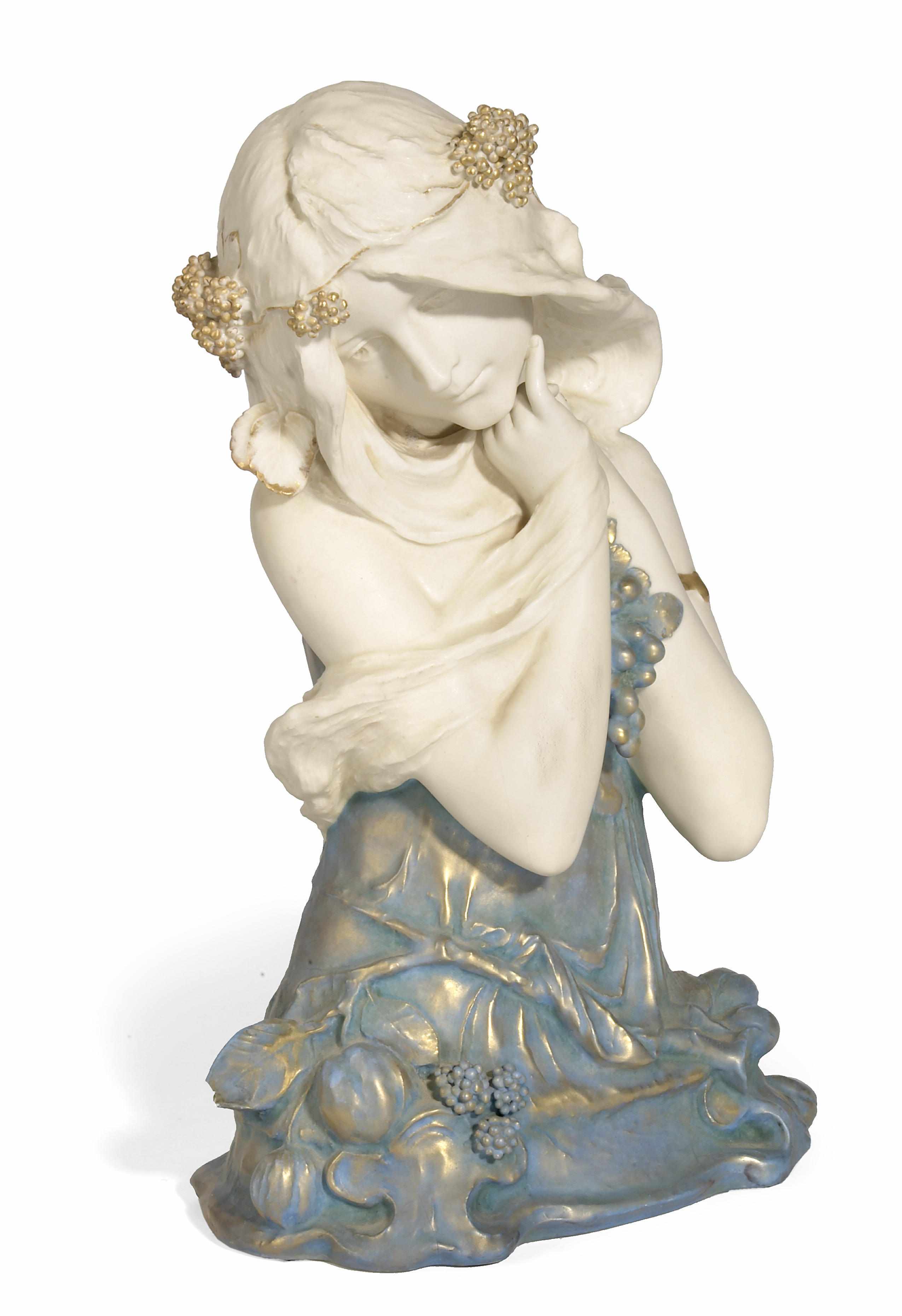 Appraisal: An Austrian Jugendstil porcelain bust of a maiden early th