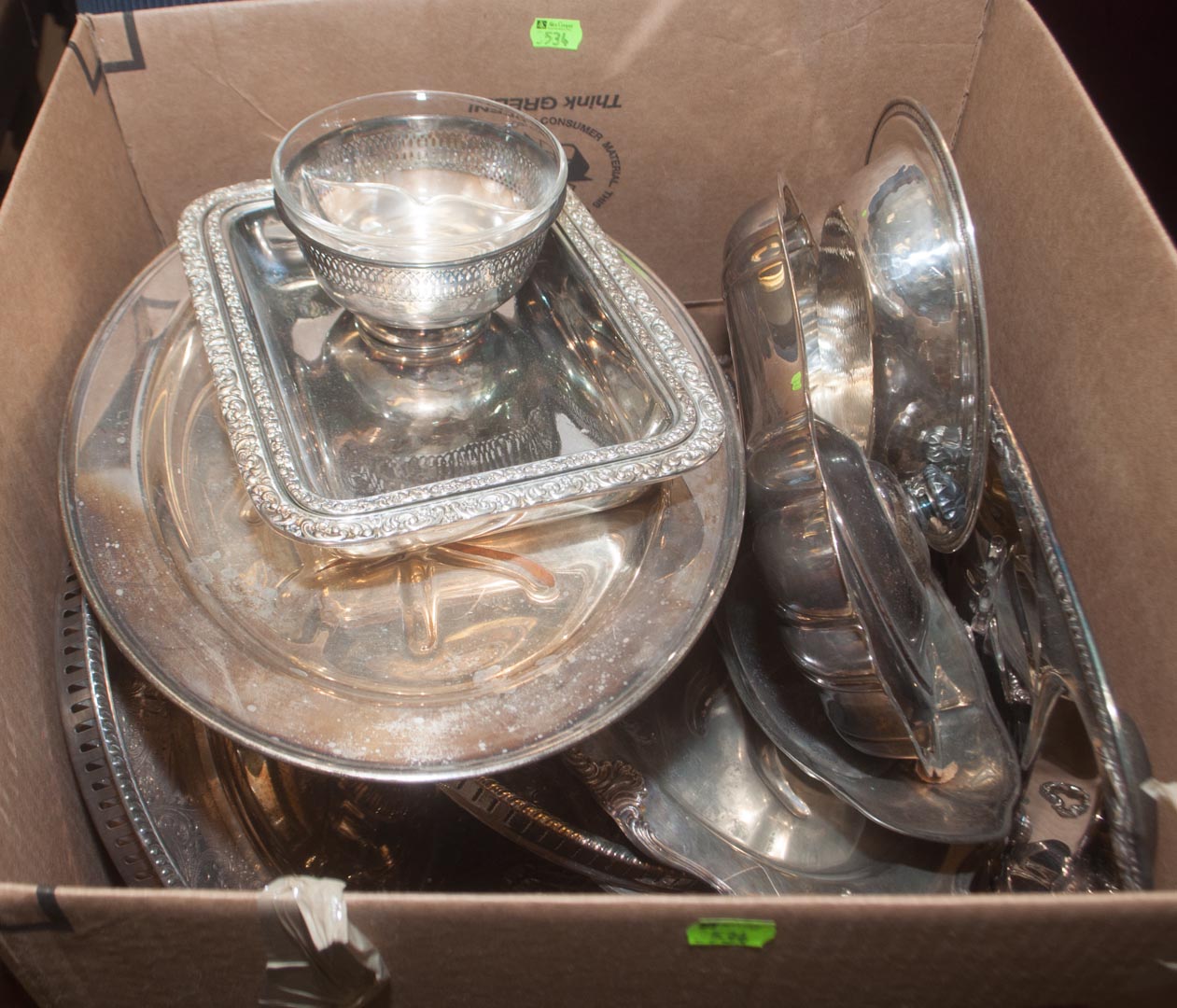 Appraisal: Large box of silver-plated articles