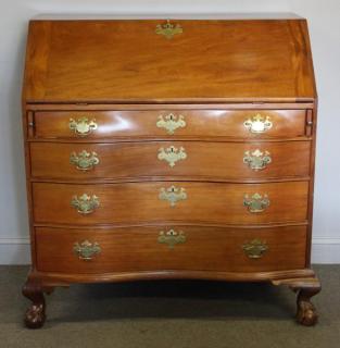 Appraisal: Fine American Ox Bow Chippendale Desk Over Ball and Claw