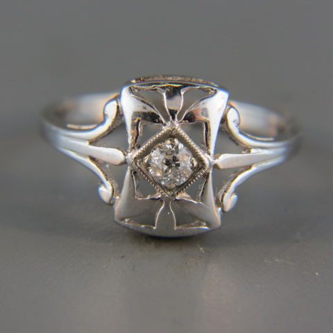 Appraisal: Diamond Ring small European cut diamond in antique k white